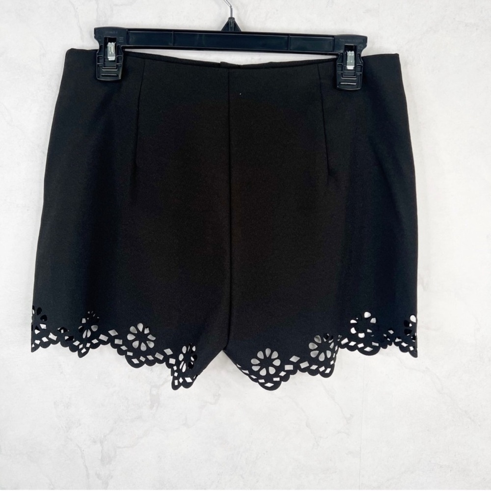 SHEIN Black Shorts with Floral Hem